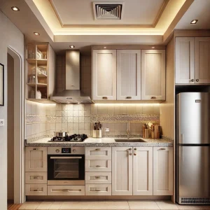 Modular kitchen area inside 2 BHK flat at Jahnabi Enclave Beltola