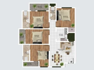 Sample Floor Plan for 3 BHK and 4 BHK Flats at HTN Om Palace Kahilipara