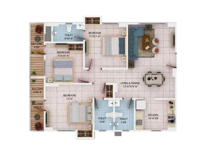 3 BHK Flat in Narengi