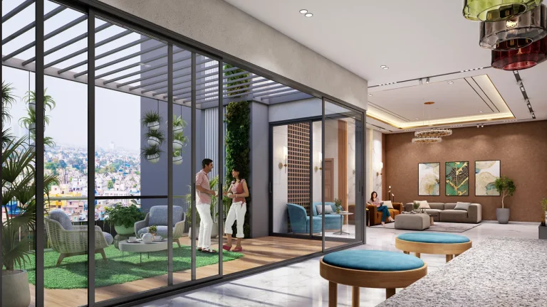 Achyut Skyhigh Guwahati – Penthouse Lounge with Terrace Seating and City View